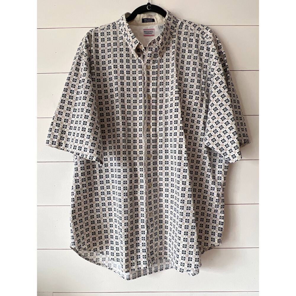 Vintage retro geometric western Bugle Boy Mens button down Shirt XXL